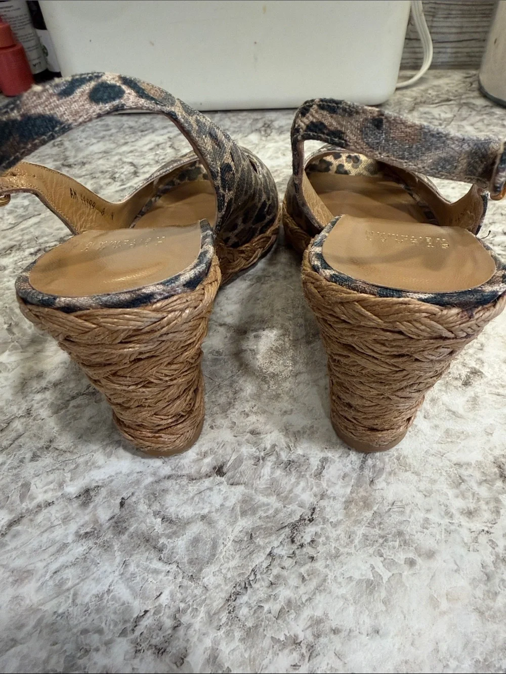 Stuart Weitzman Leopard-Print Slingback Wedge Sandals - Tan/Black